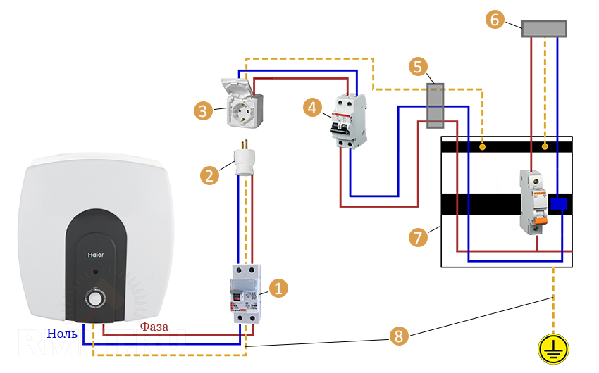 электросхема подключения водонагревателя